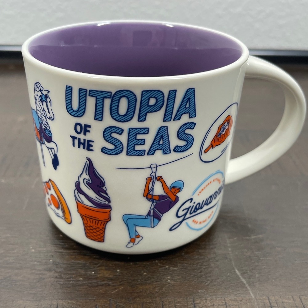 Royal Caribbean Utopia of the Seas Starbucks Mug Purple Interior Ceramic Cup